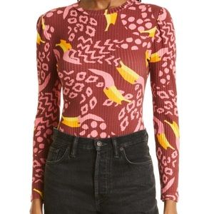 NWT FARM Rio Toucanissimo Long Sleeve Bodysuit Anthropologie